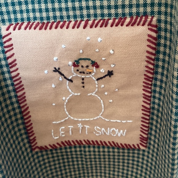 Green And Tan Snowman Full Apron - Picture 2 of 3